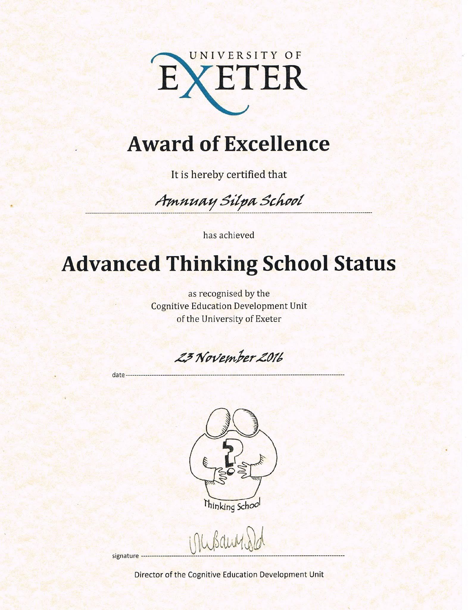 Advanced Thinking School Status 2016