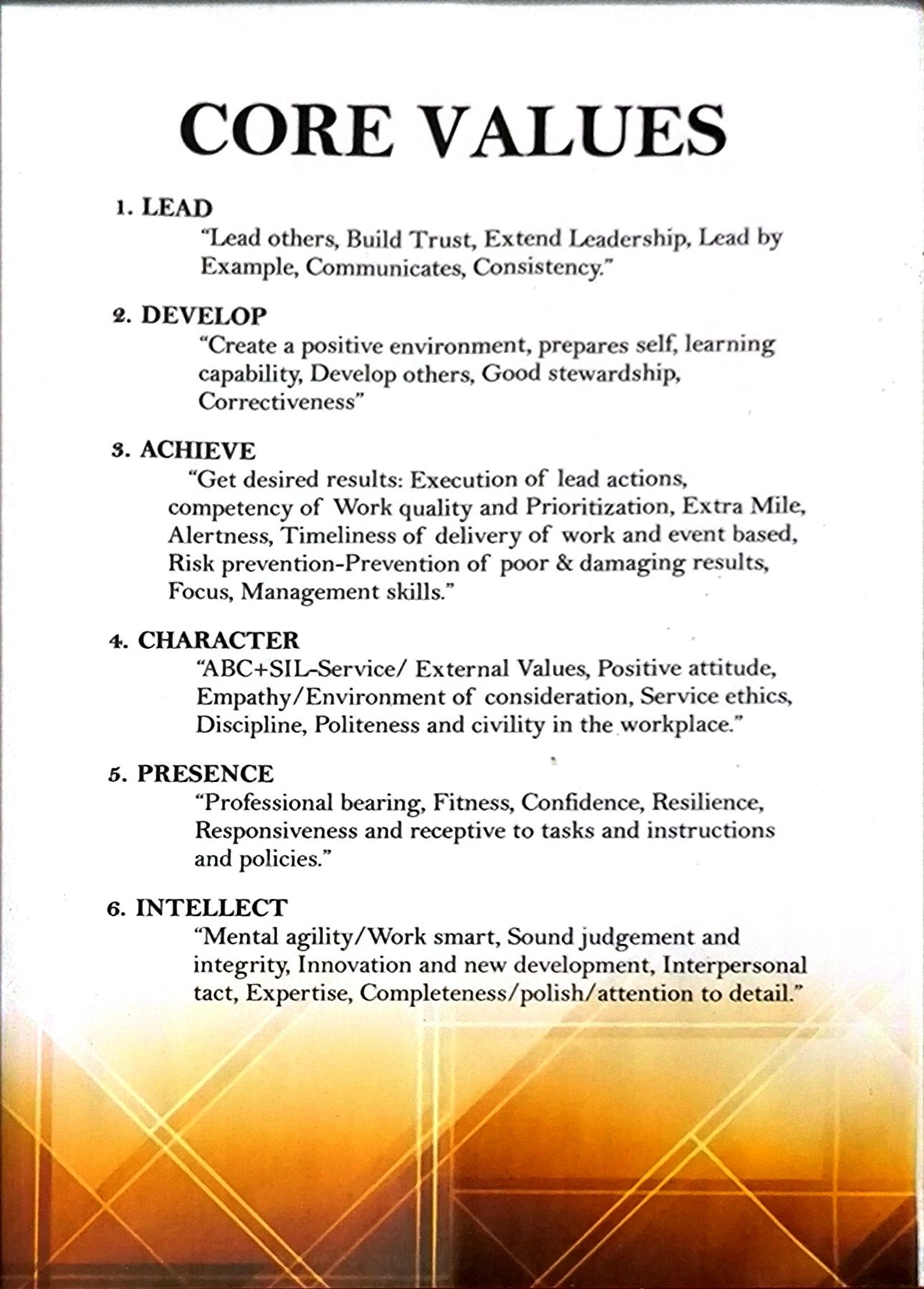 Company's culture and value information