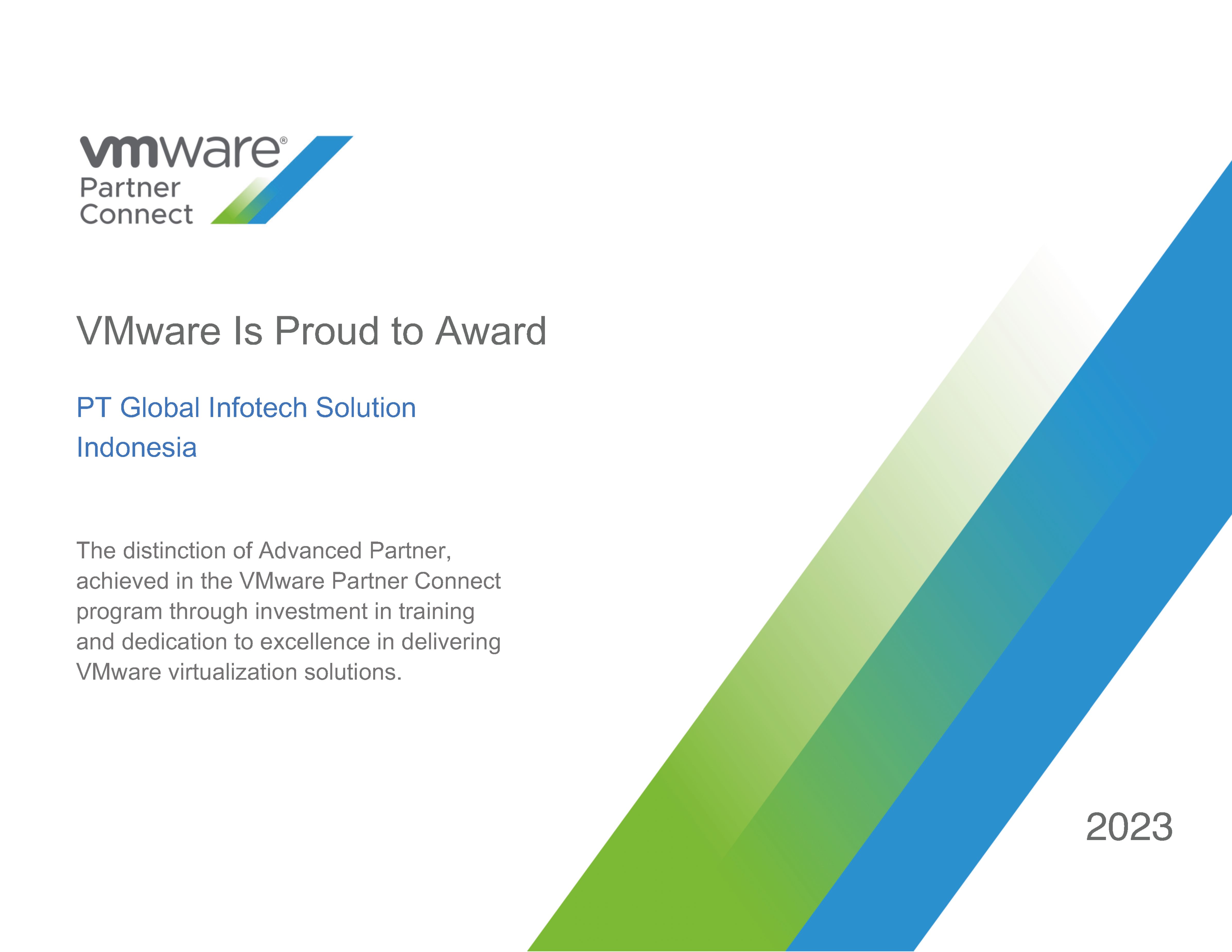 Advanced Partner in The VMware Partner Connect Program 2023