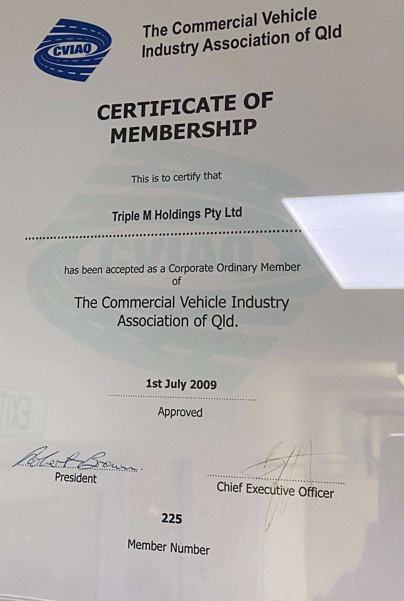 Member of The Commercial Vehicle Industry Association of QLD 2009
