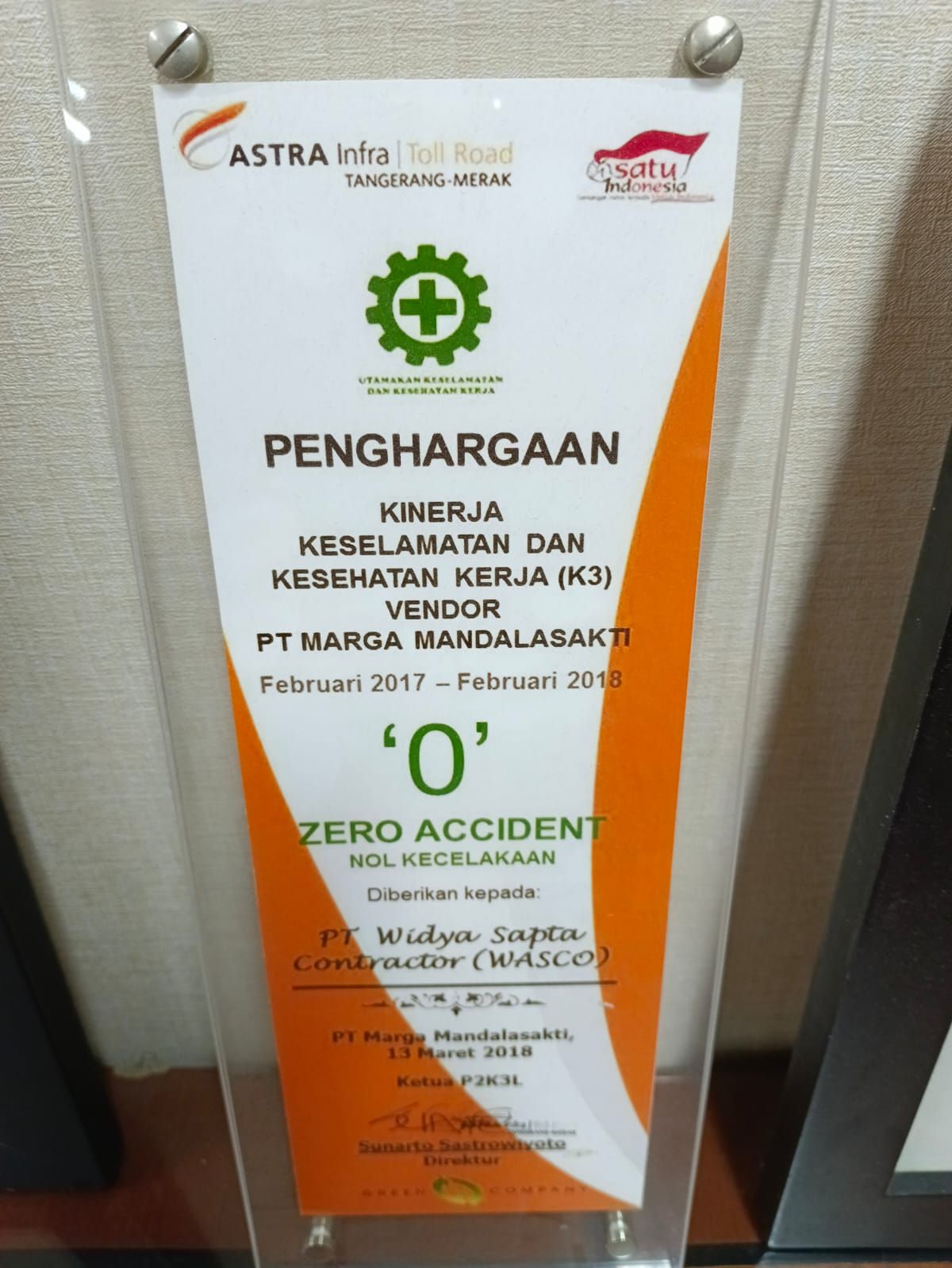 Zero Accident Award 2018