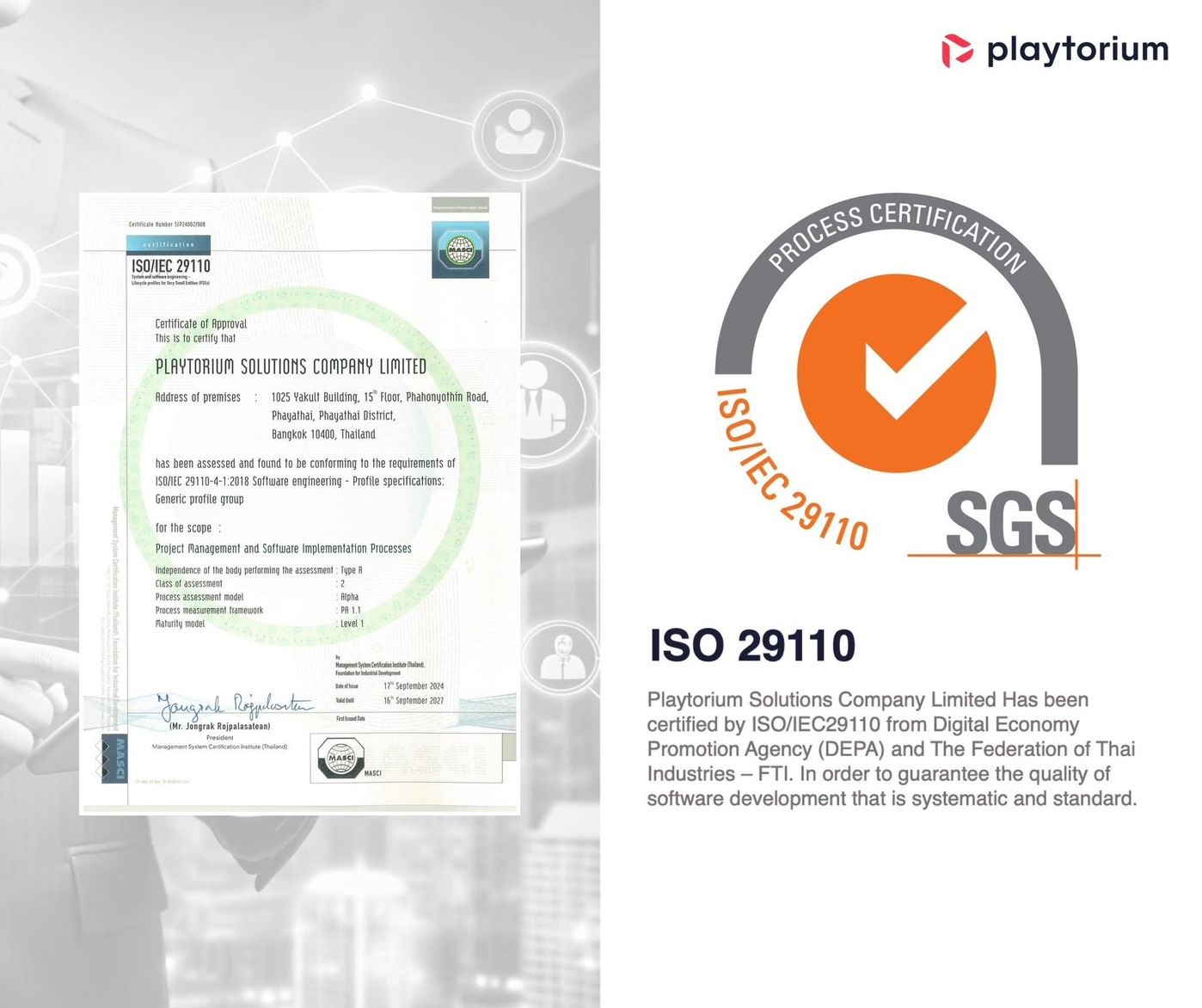 Certified to ISO/IEC 29110-4-1:2018 digital standard for software engineering 2024