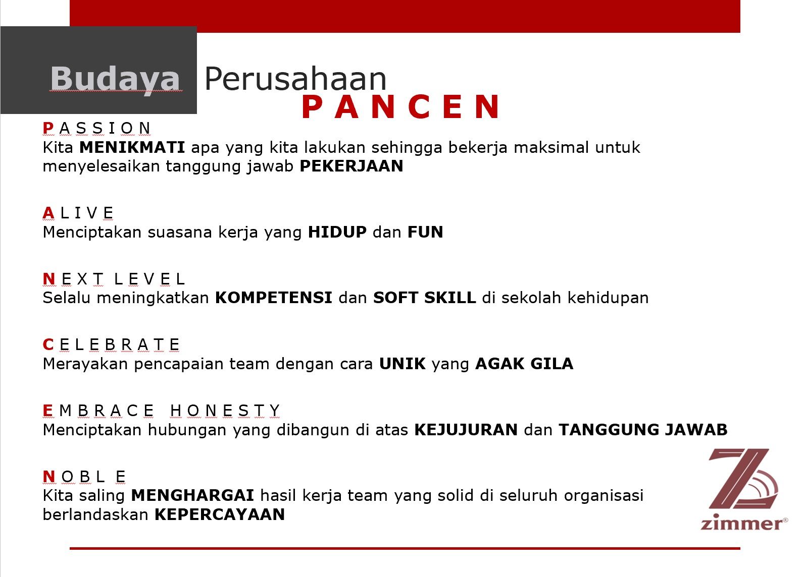 Company's culture and value information