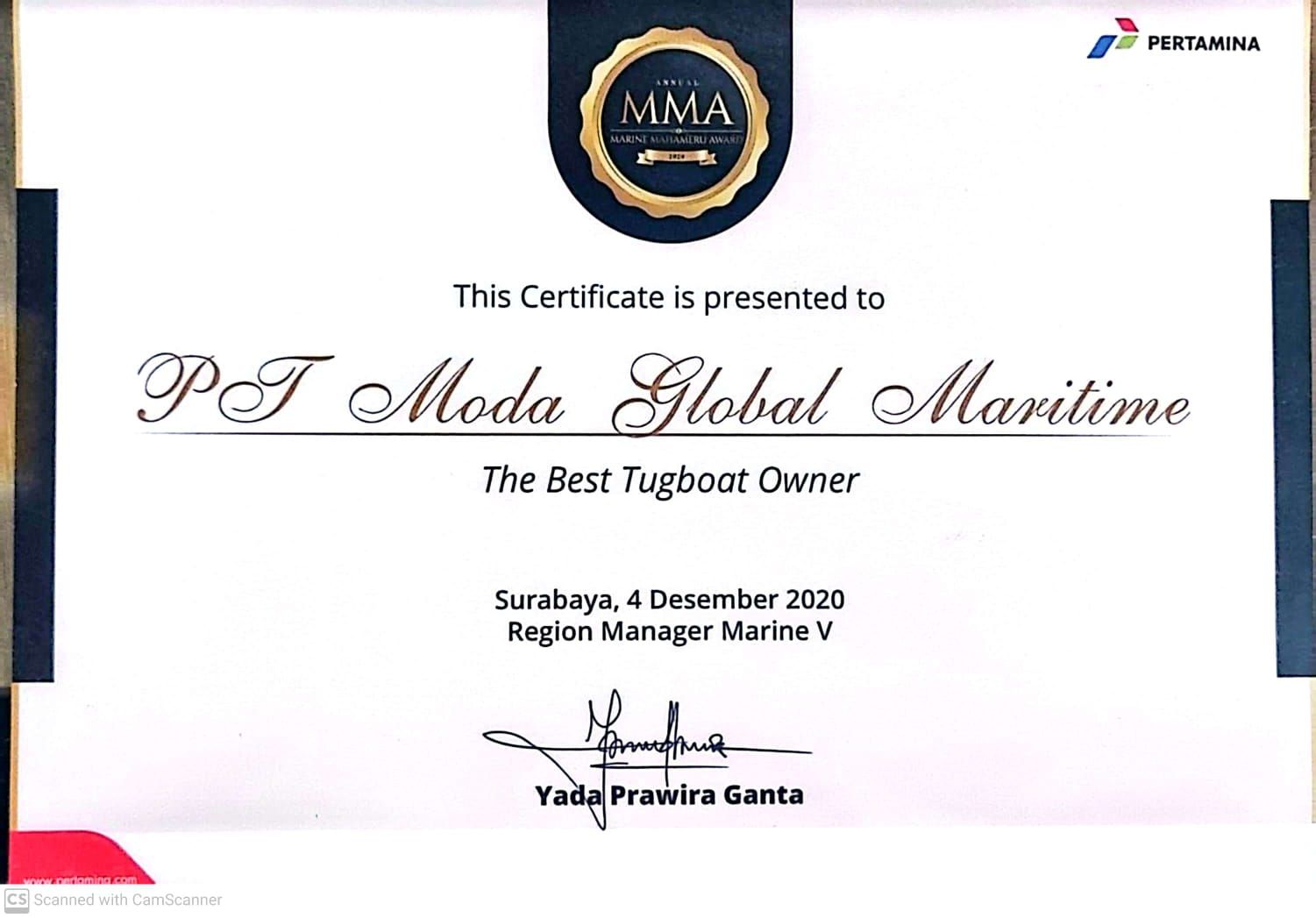 Marine Mahameru Award 2020 - The Best Tugboat Owner 2020