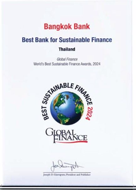 Best Bank for Sustainable Finance Thailand (3rd consecutive year) 2024