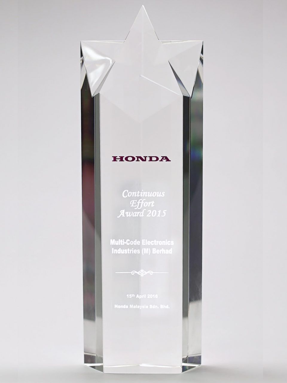 Continuous Effort Award by HONDA 2015