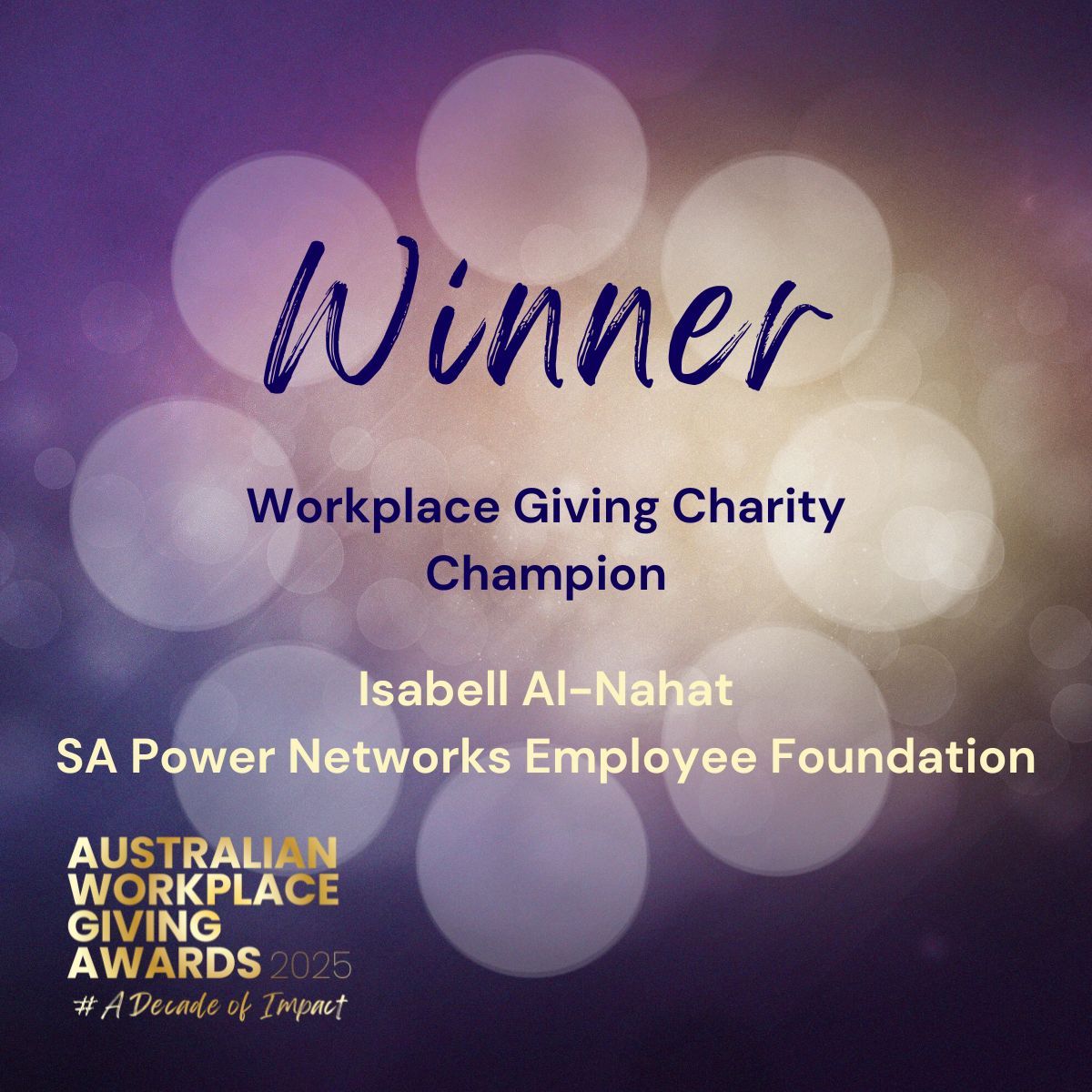 Workplace Giving Charity Champion 2025
