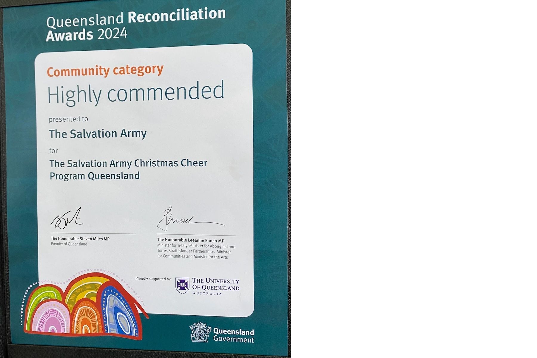 Highly Commended QLD Reconciliation Award for Christmas Cheer Program 2024