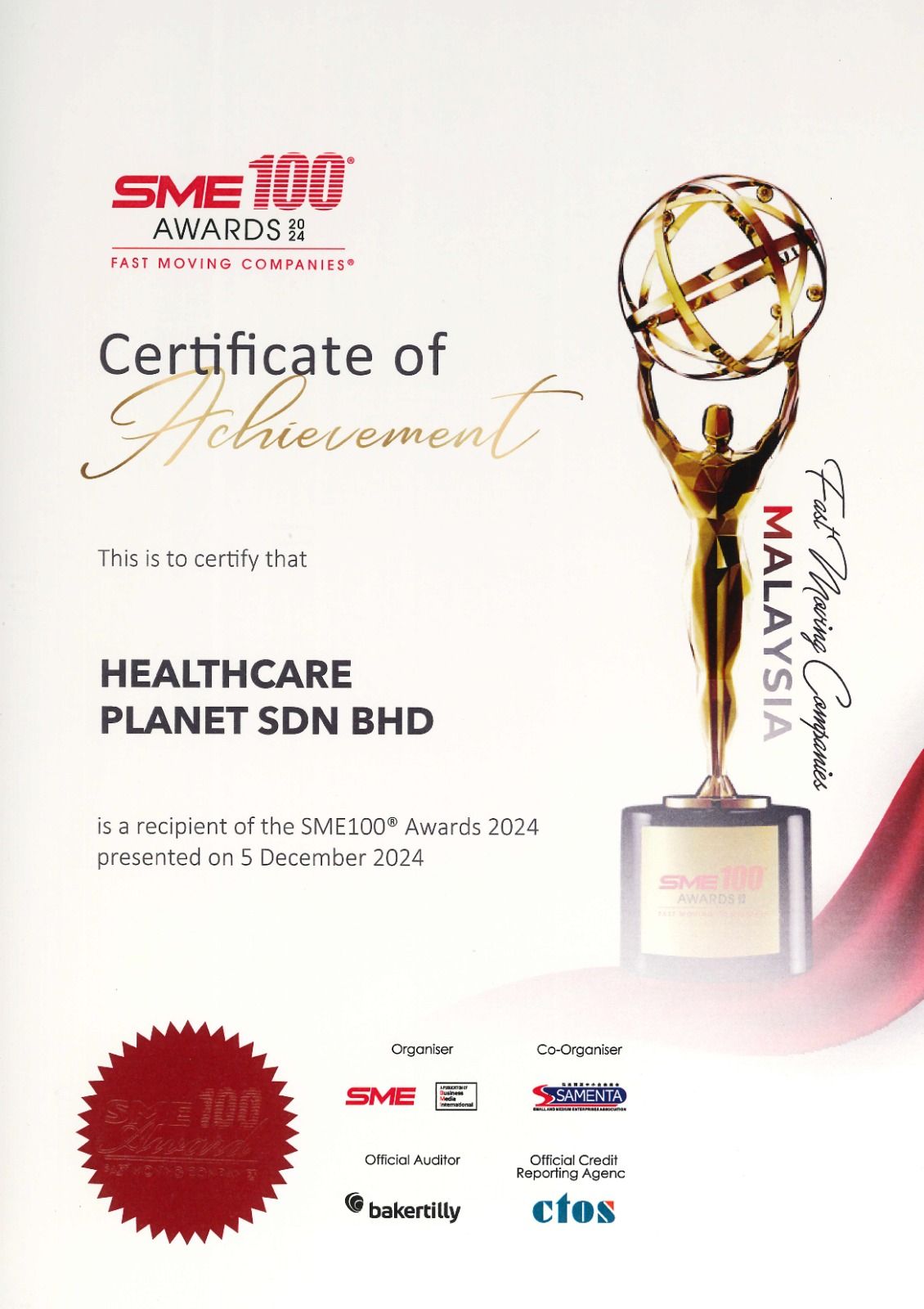 SME100 as one of the Fast Moving Companies in the country 2024