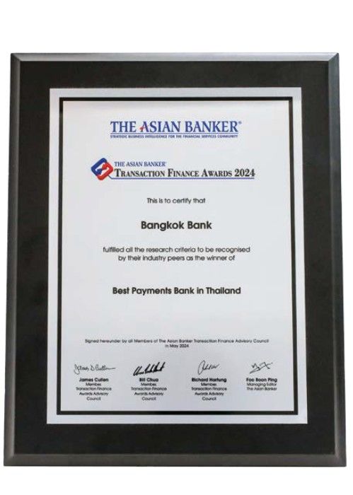 Best Payments Bank in Thailand (9th consecutive year) 2025