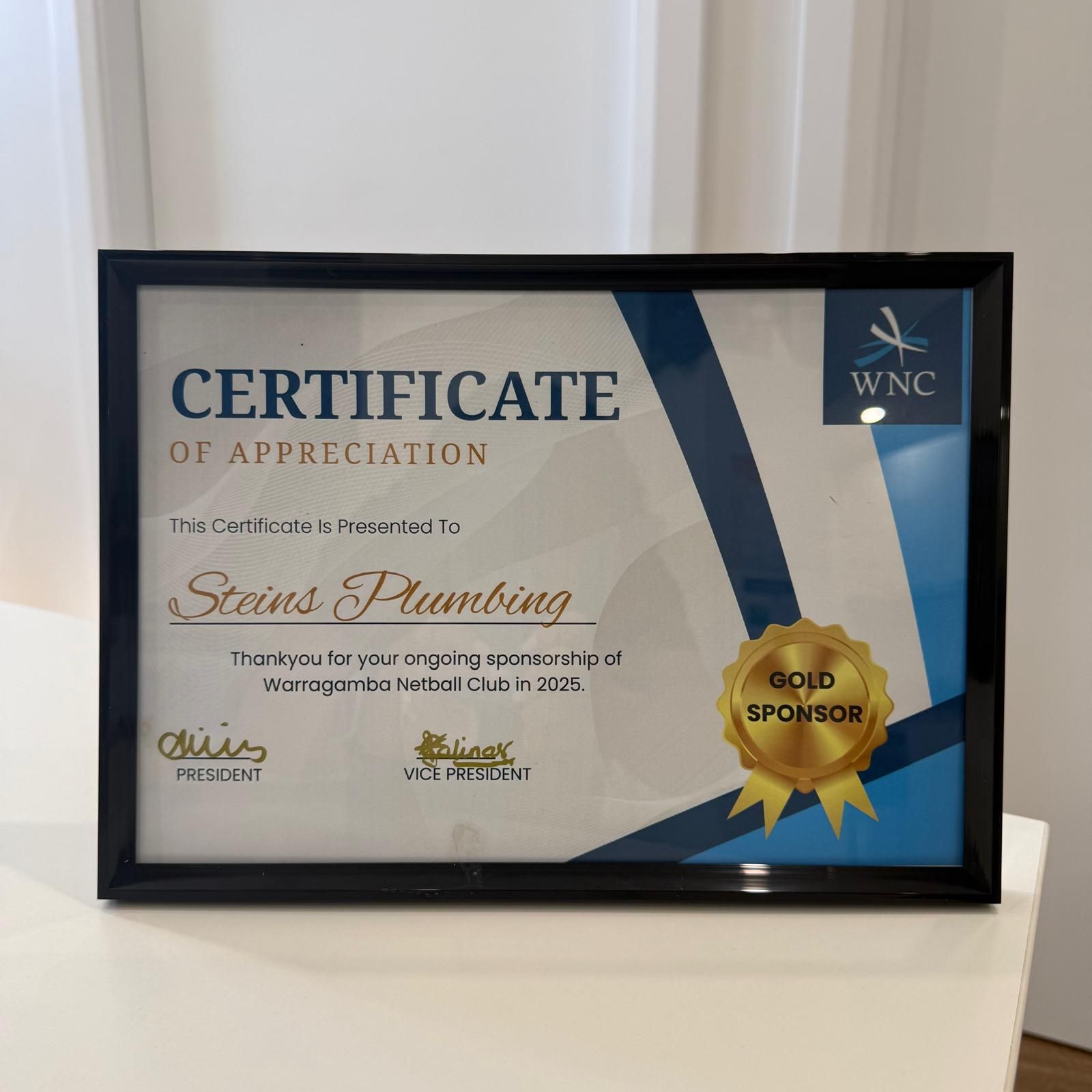 Certificate of Appreciation WNC 2025