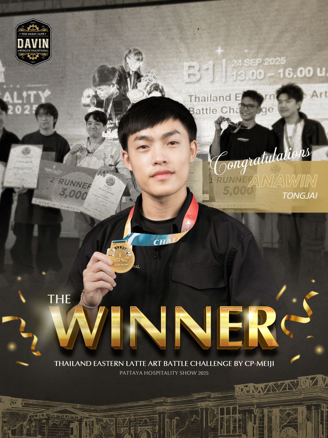The Winner of Thailand Eastern Latte Art Battle Challenge by CP-Meiji 2025