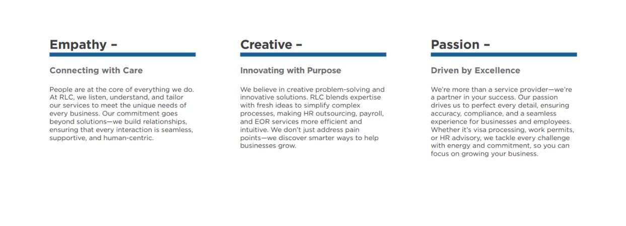 Company's culture and value information