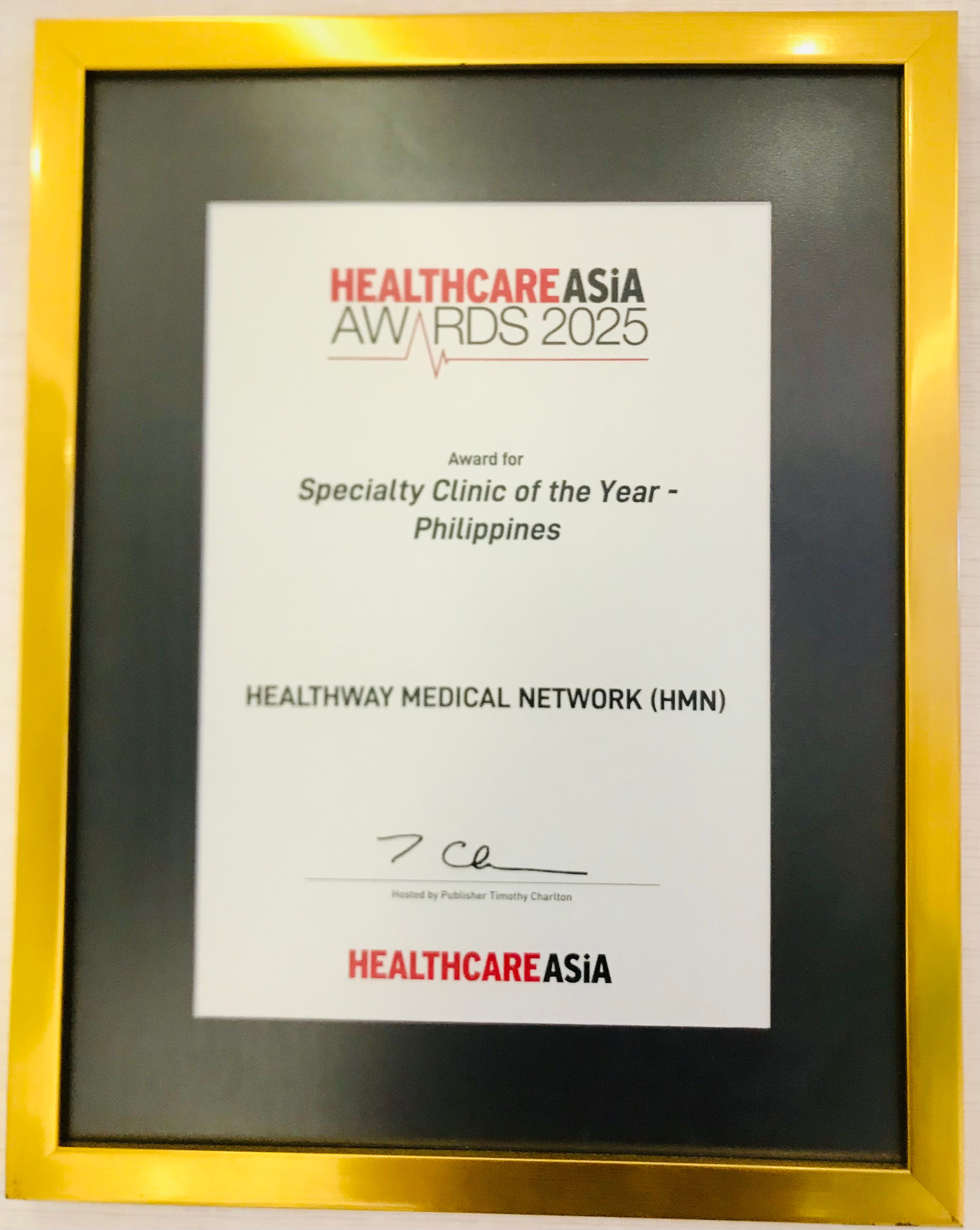 Healthcare Asia Award 2025 - Specialty Clinic of the Year 2025