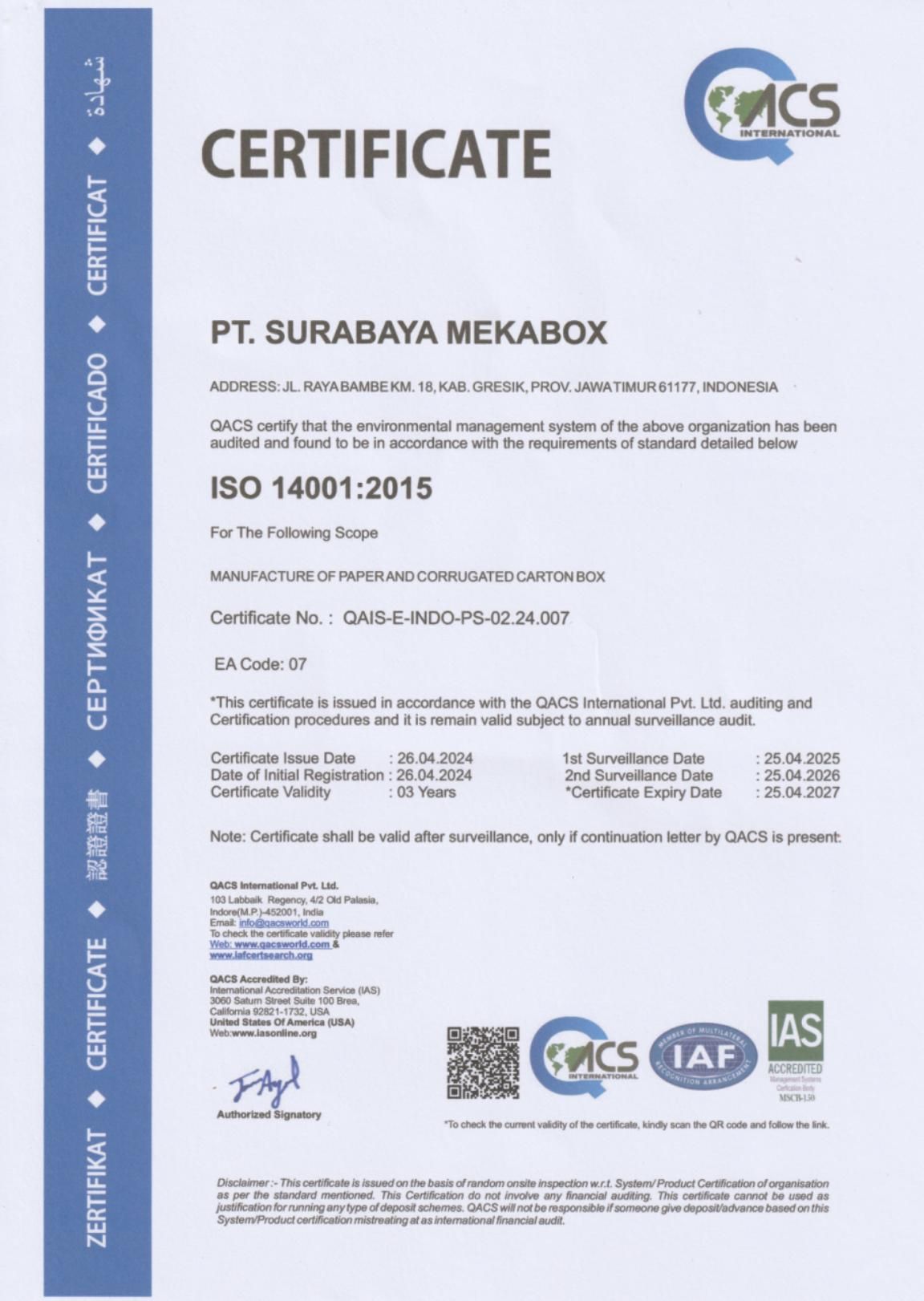 ISO 14001:2015 2024