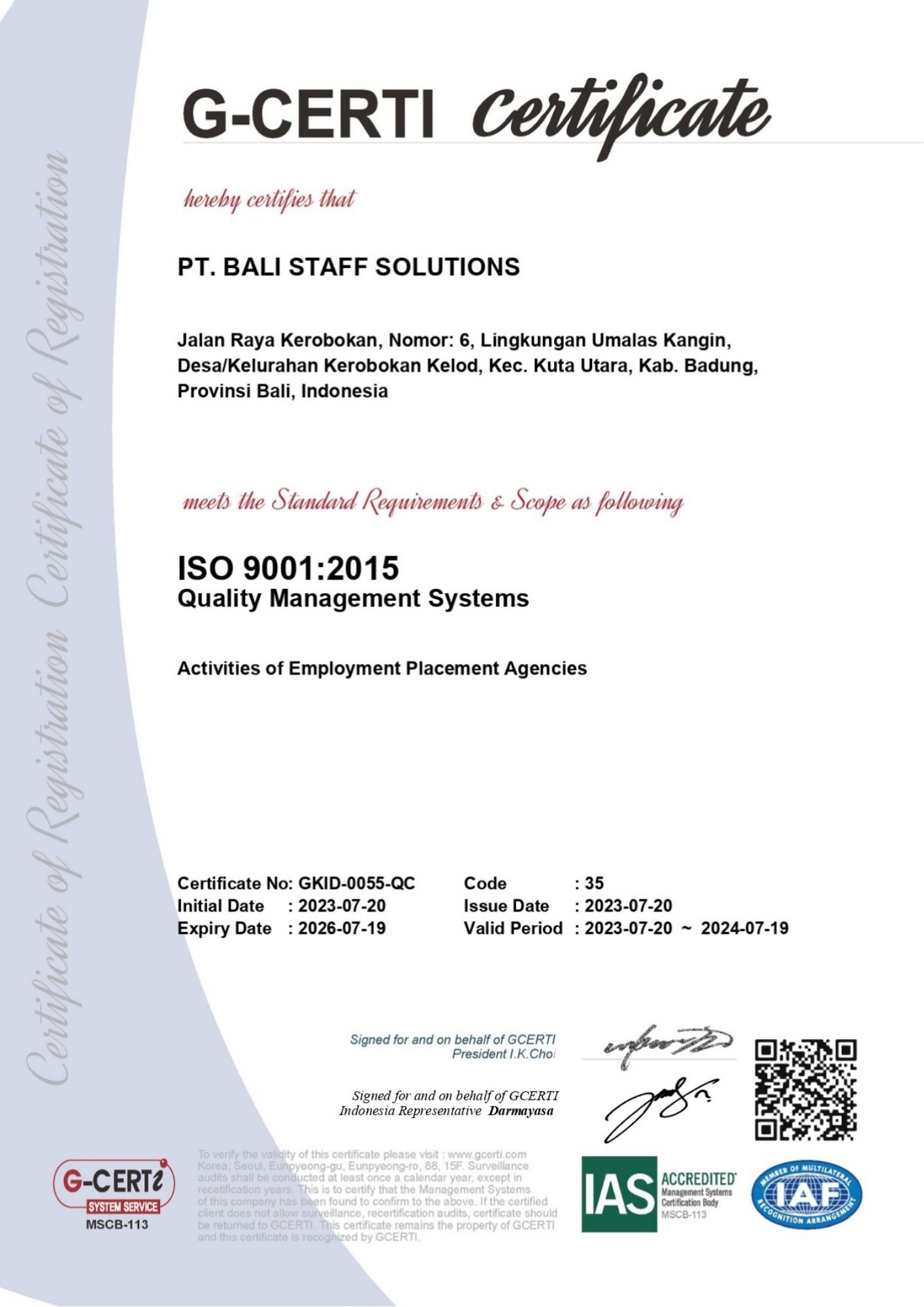 ISO 9001:2015 Certificate 2023