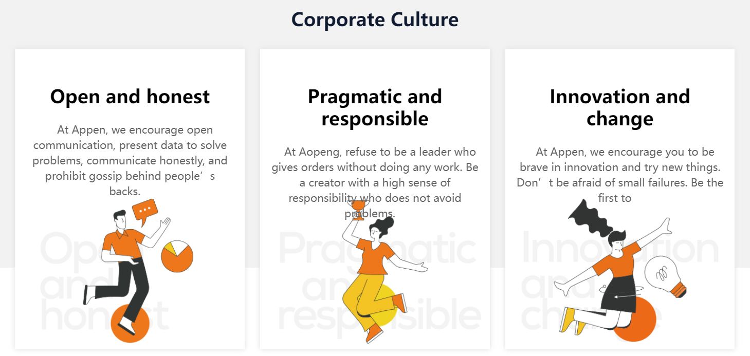 Company's culture and value information