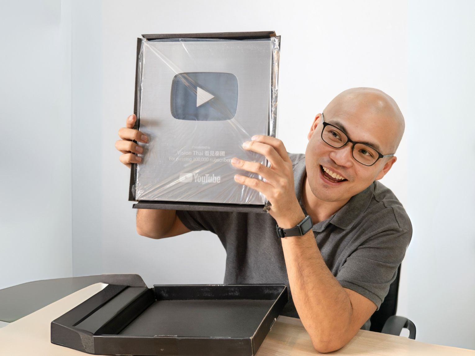 YouTube Silver Creator Award, awarded to our founder. 2023