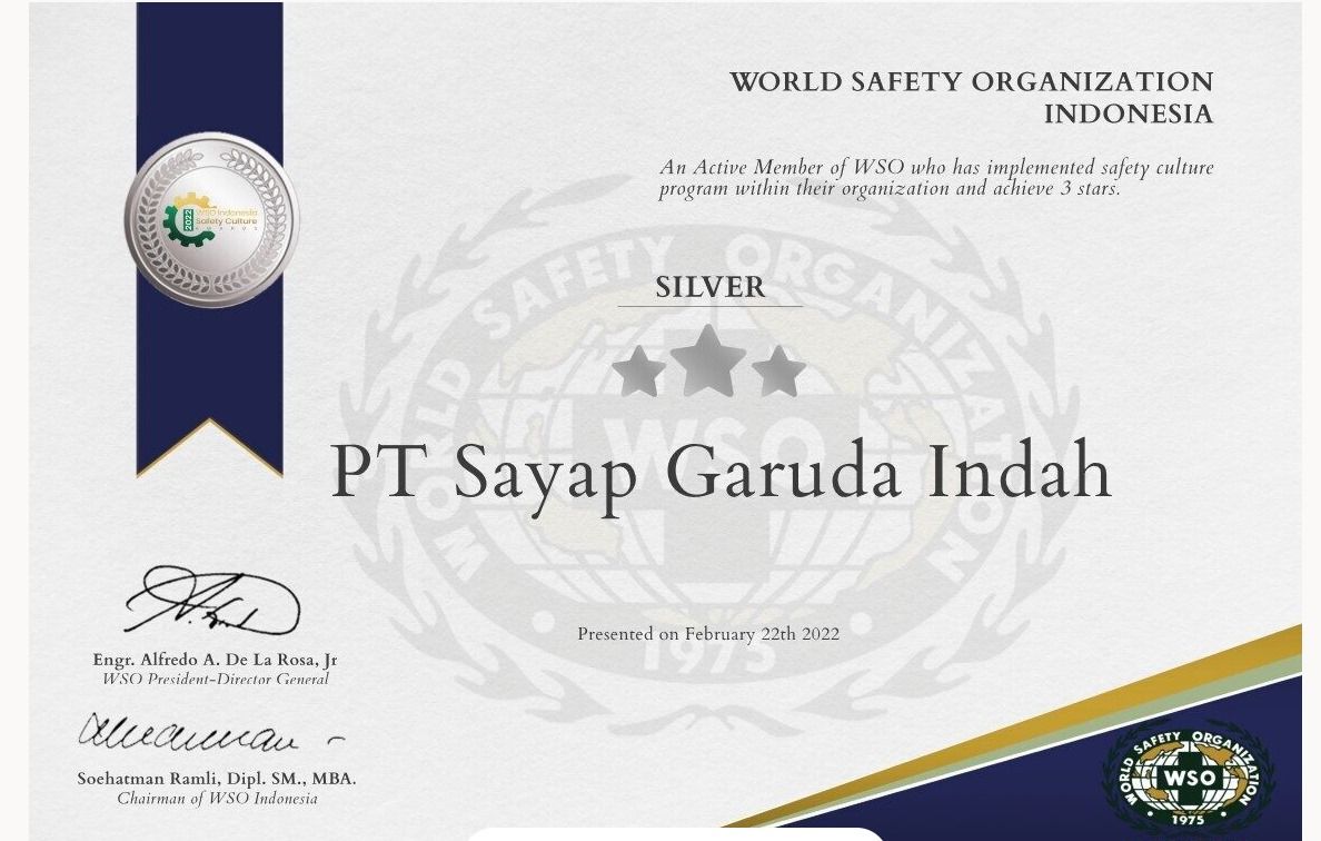 Achieve Three Stars (Safety Cultures) from World Safety Organization Indonesia 2022