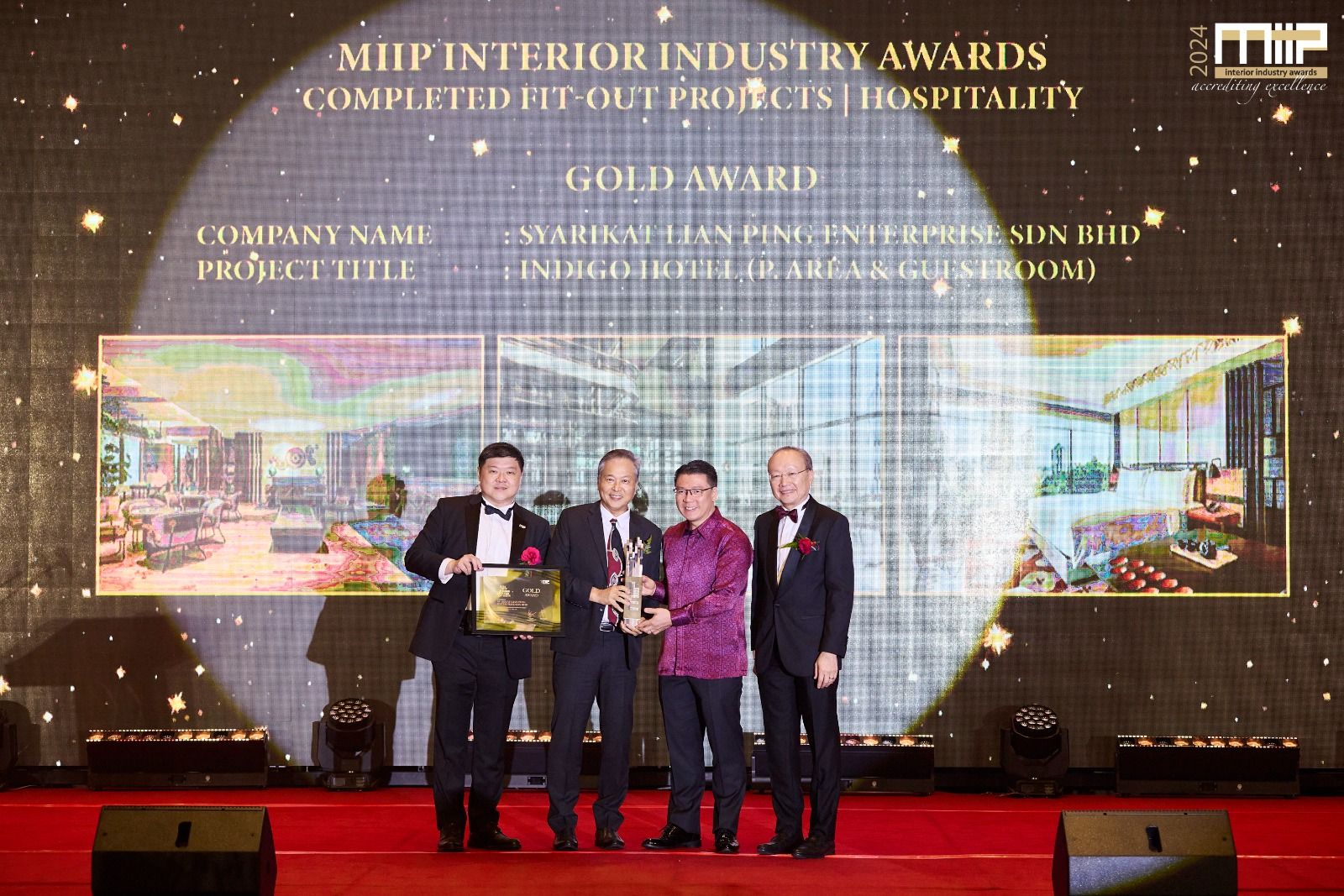 MIIP Gold Award  for completed fit-out projects for hospitality category 2024