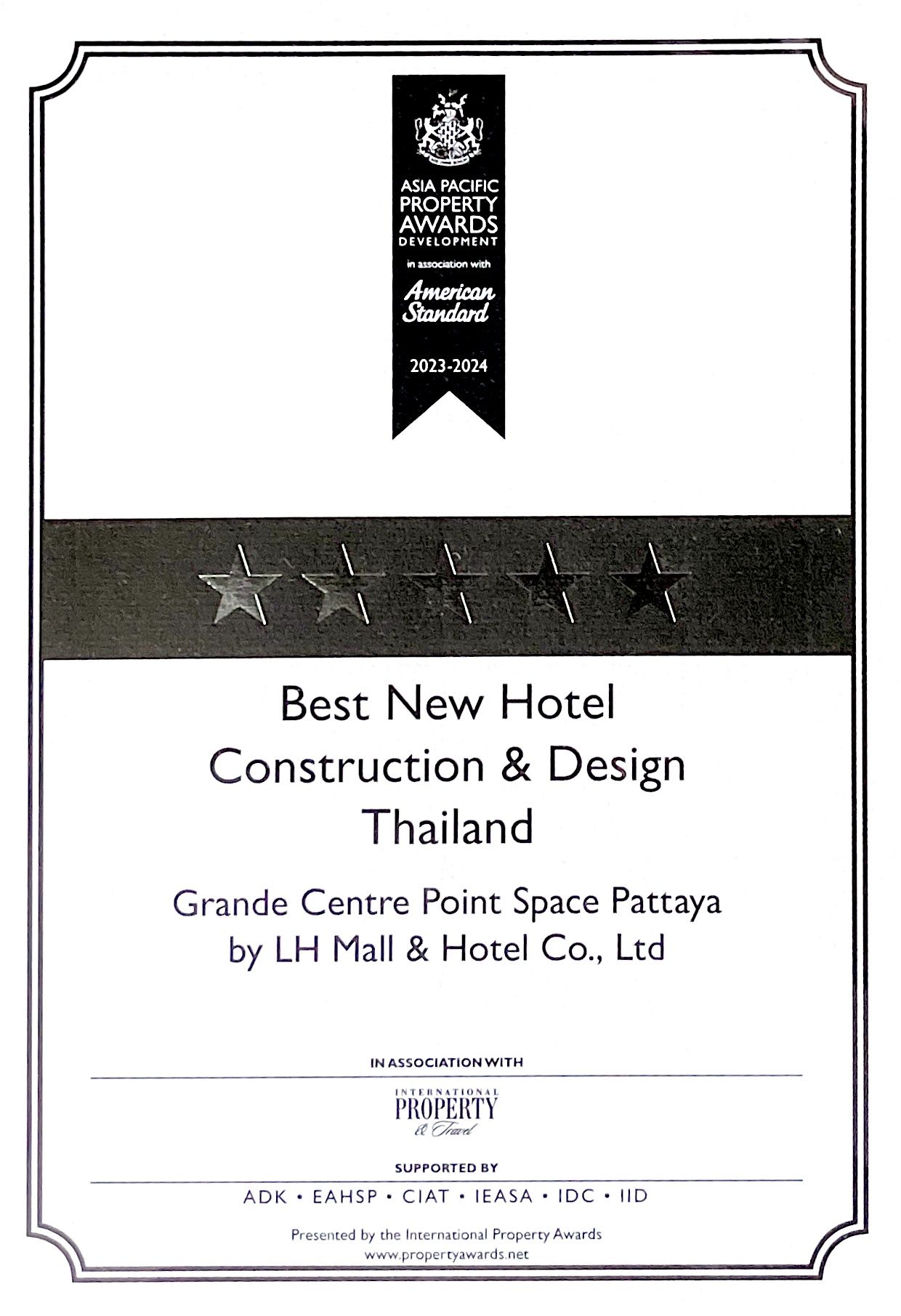 Best New Hotel Construction & Design Thailand 2023