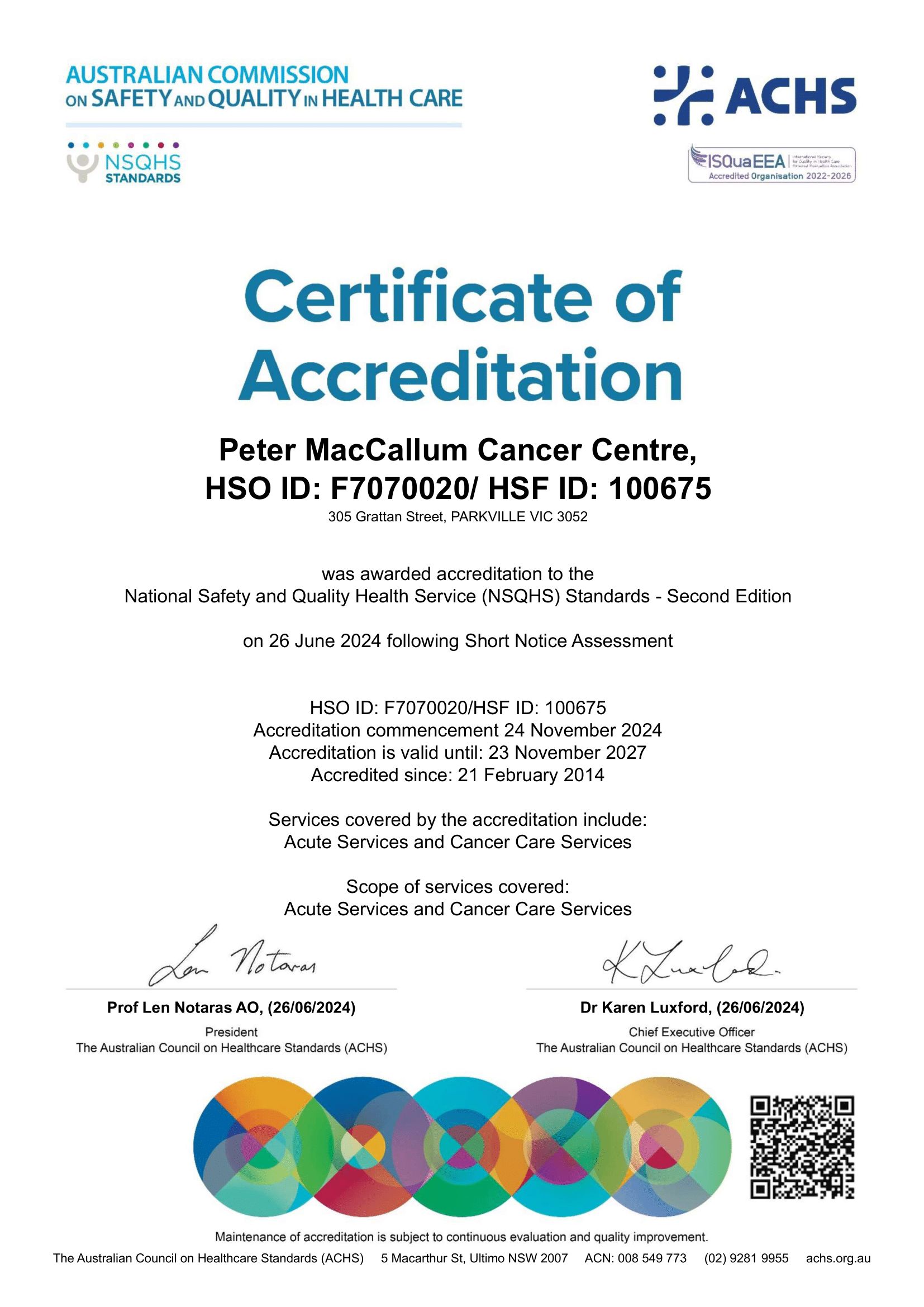 Certificate of Accreditation 2024