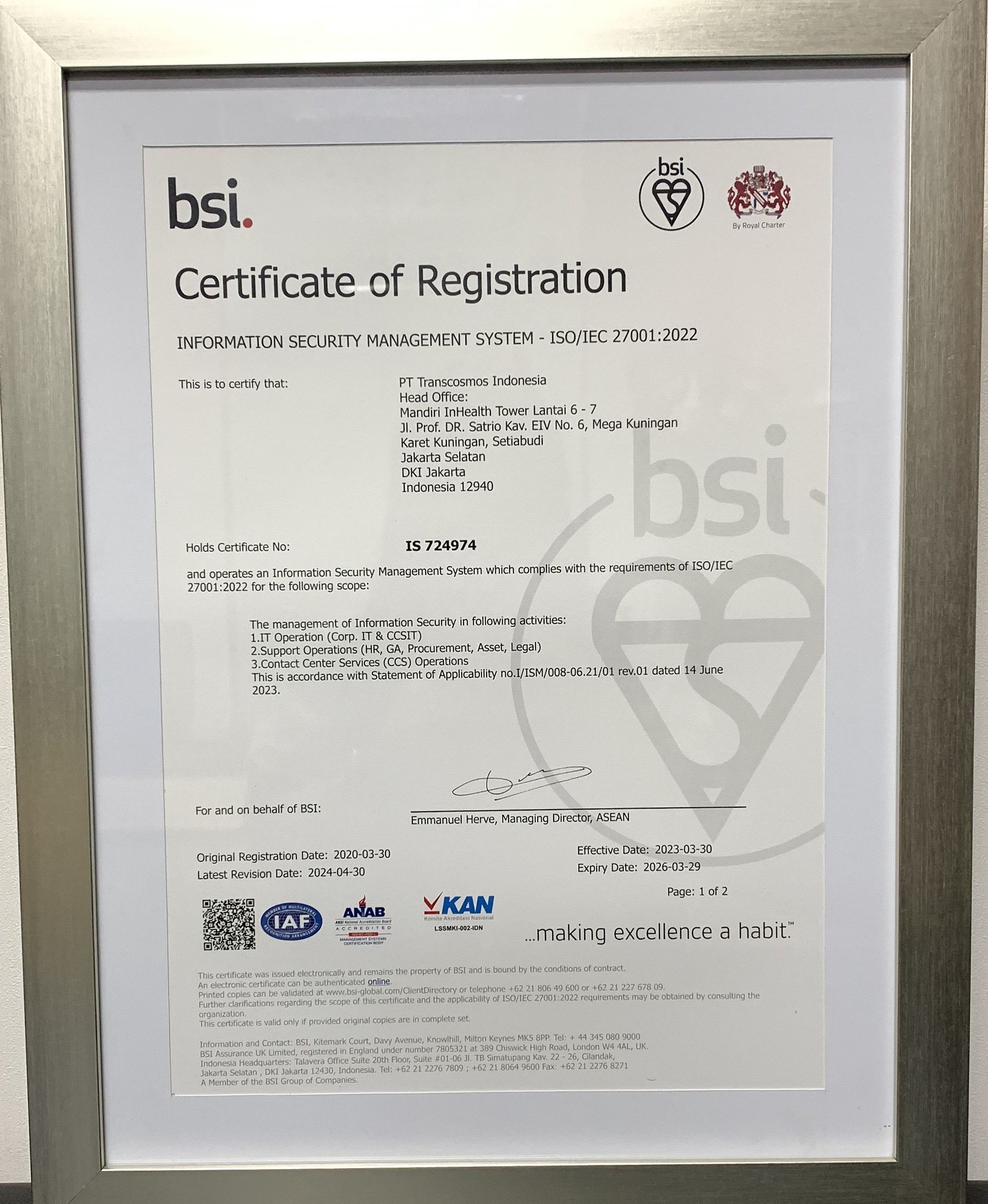 ISO/IEC 27001 ISMS Certified 2020