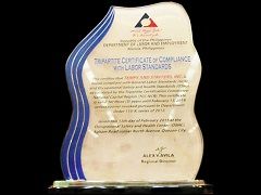 DOLE Tripartite Certificate of Compliance with Labor Standards 2015