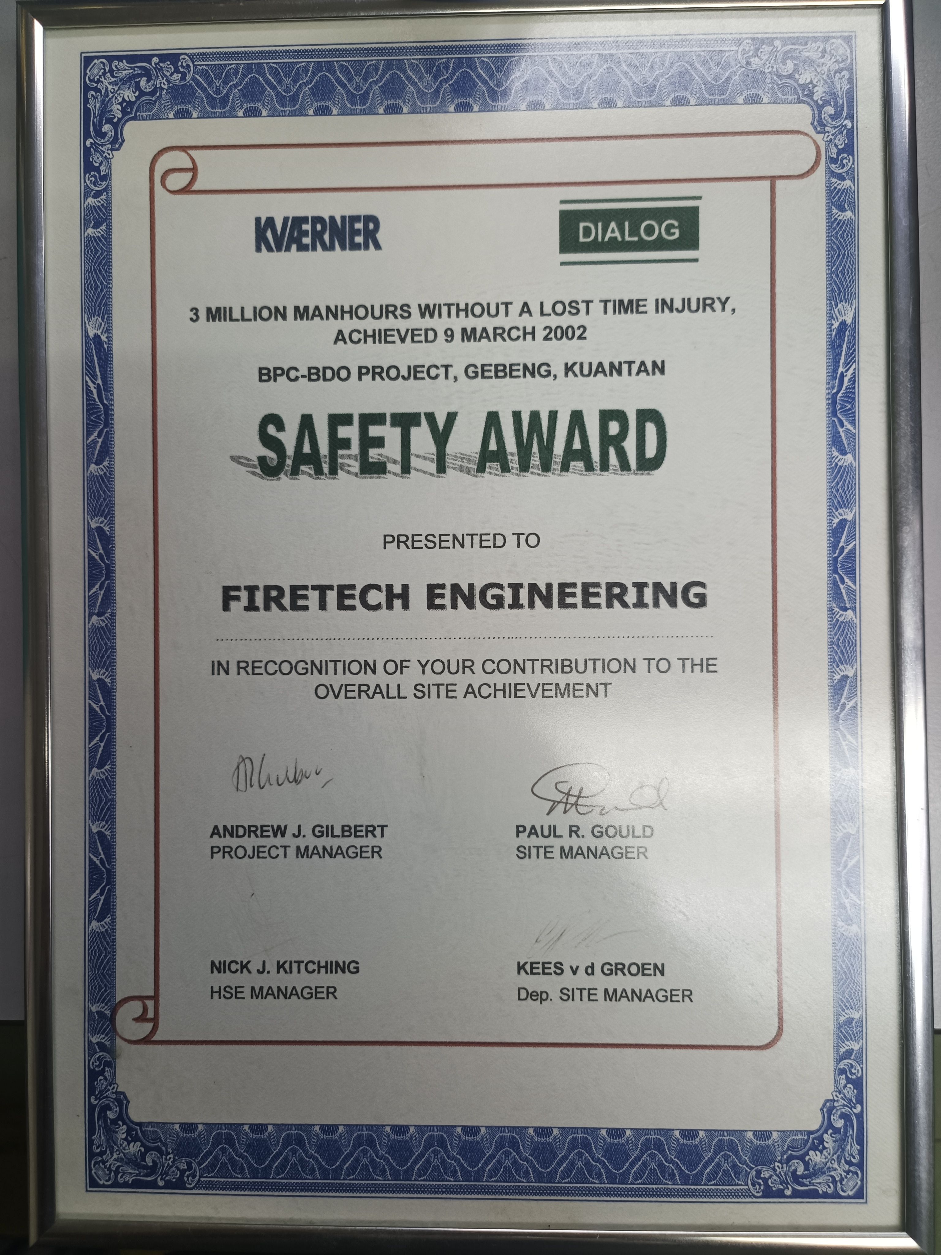 Safety Award by Dialog 2022